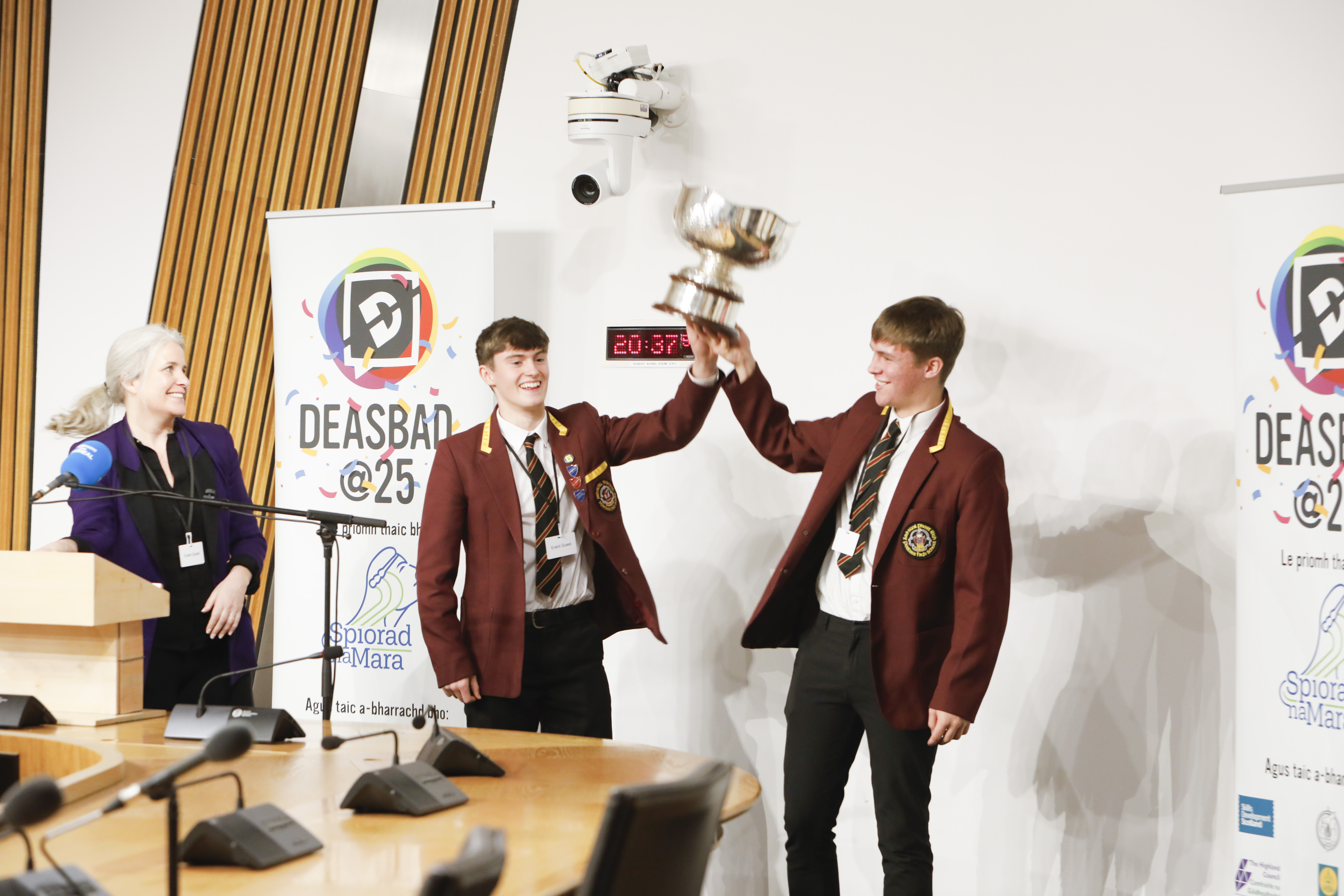 The winning Portree team holding the trophy