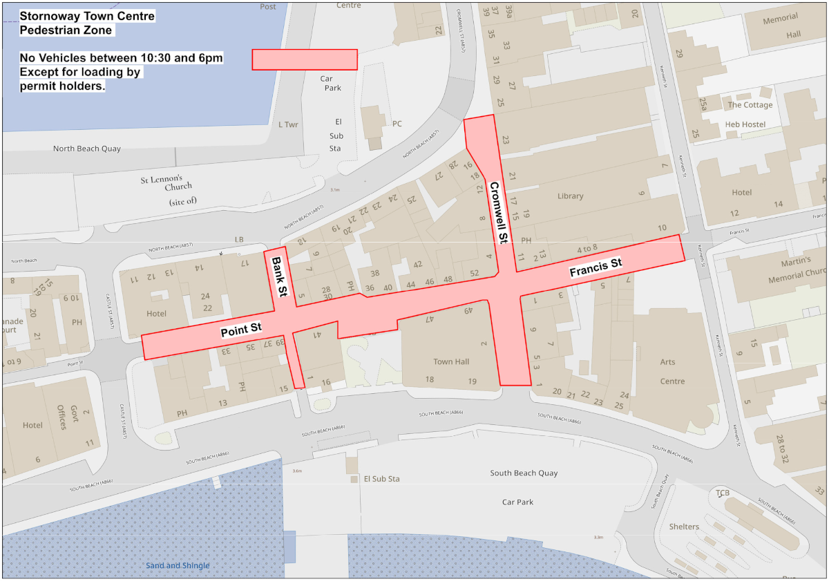 Map highlighting Point St, Francis St, Cromwell St, and Bank St as restricted parking between 10:30am and 6pm to permit holders