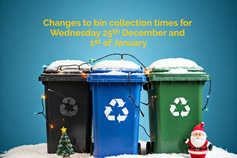 Image announcing that the Christmas and New Years Day bin collection times have been updated