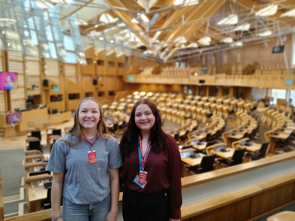 Alannah Logue and Ellie Denehy at Scottish Parliament